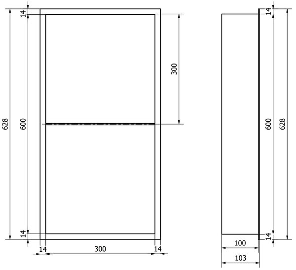 Mexen X-Wall-R falba építhetö polc falfülke polcal 60 x 30 cm, fehér - 1920603010S Falfülke