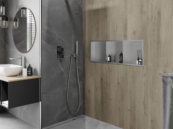 Mexen X-Wall-R falba építhetö polc falfülke polcal 90 x 30 cm, inox - 1910903010S Falfülke