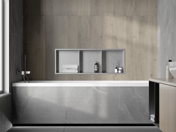 Mexen X-Wall-R falba építhetö polc falfülke polcal 90 x 30 cm, inox - 1910903010S Falfülke
