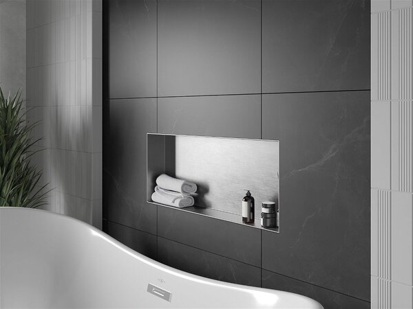 Mexen X-Wall-NR falba építhetö polc falfülke burkolható keret 75 x 30 cm, inox - 1911753010 Falfülke