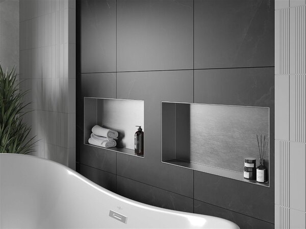 Mexen X-Wall-NR falba építhetö polc falfülke burkolható keret 60 x 30 cm, inox - 1911603010 Falfülke