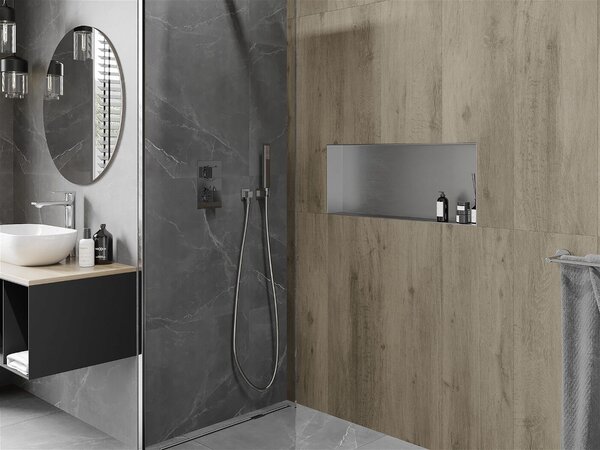 Mexen X-Wall-NR falba építhetö polc falfülke burkolható keret 75 x 30 cm, inox - 1911753010 Falfülke
