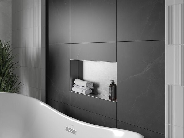 Mexen X-Wall-NR falba építhetö polc falfülke burkolható keret 60 x 30 cm, inox - 1911603010 Falfülke