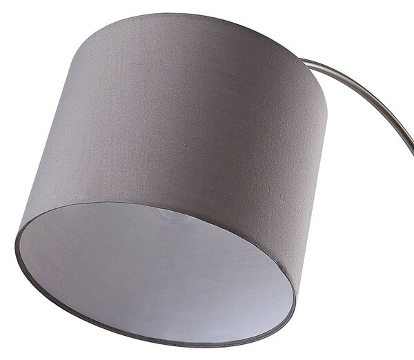 Lindby Keriba álló világítás, nikkel/szürke, szövet, 150 cm, E27, Alu / szürke / cink, Nappali / Étkező, fém, Modern