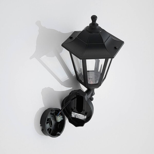 Lindby LED kültéri fali lámpa Iavo, fekete, lámpa, 38 cm, Fekete, Műanyag, Antik