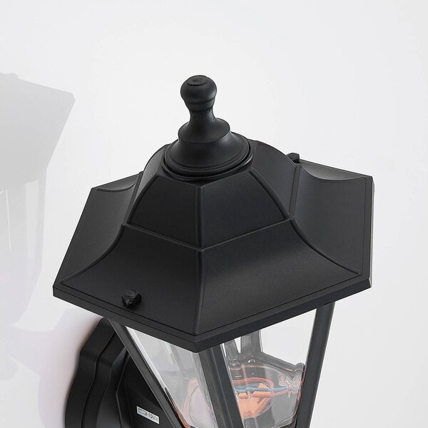 Lindby LED kültéri fali lámpa Iavo, fekete, lámpa, 38 cm, Fekete, Műanyag, Antik