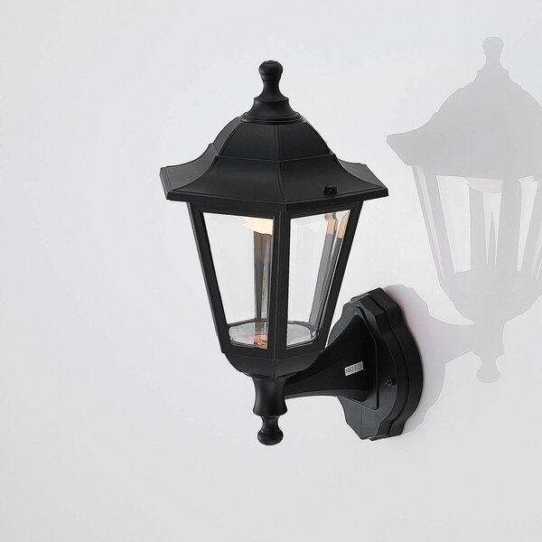 Lindby LED kültéri fali lámpa Iavo, fekete, lámpa, 38 cm, Fekete, Műanyag, Antik
