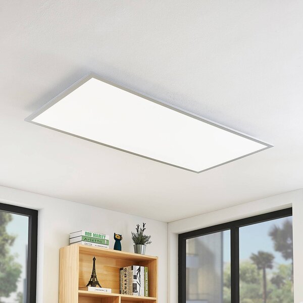Lindby LED mennyezeti lámpa Zento, 120 cm, ezüst, 4000 K, Alu / szürke / cink, Konyha, Műanyag, Modern
