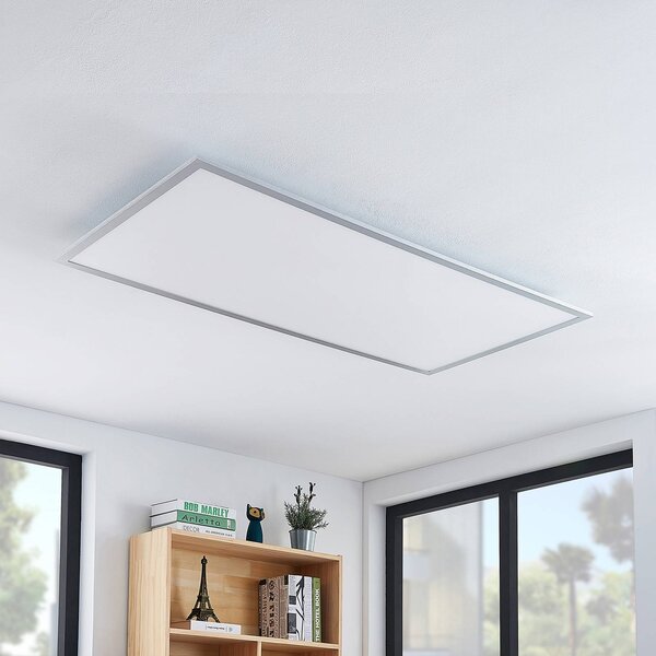 Lindby LED mennyezeti lámpa Zento, 120 cm, ezüst, 4000 K, Alu / szürke / cink, Konyha, Műanyag, Modern