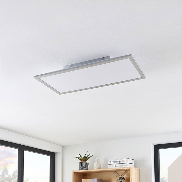 Lindby LED panel Stenley, 4000 K, 60 cm x 30 cm, ezüst/fehér, Fehér / opál, Konyha, Műanyag, Modern