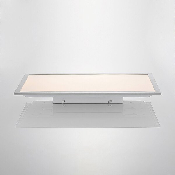 Lindby LED panel Stenley, 4000 K, 60 cm x 30 cm, ezüst/fehér, Fehér / opál, Konyha, Műanyag, Modern