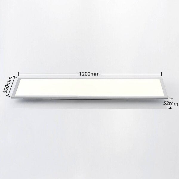 Lindby Smart LED mennyezeti panel Kjetil 120 x 30 cm Tuya RGB CCT, dimmelhető, Alu / szürke / cink, Dolgozószoba / Iroda, Alumínium, Modern