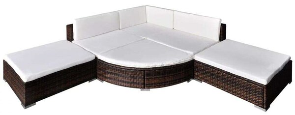 Polyrattan Kerti Bútorszett - 6 részes - Barna