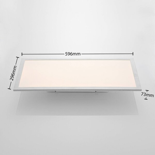 Lindby LED panel Stenley, 4000 K, 60 cm x 30 cm, ezüst/fehér, Fehér / opál, Konyha, Műanyag, Modern