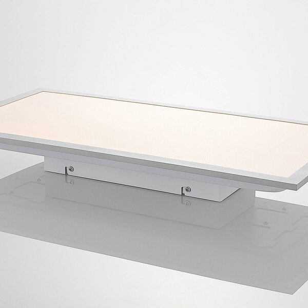 Lindby LED panel Stenley, 4000 K, 60 cm x 30 cm, ezüst/fehér, Fehér / opál, Konyha, Műanyag, Modern