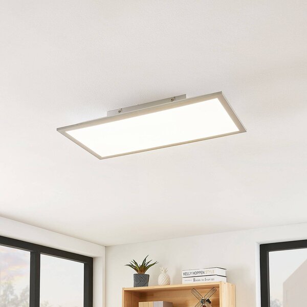 Lindby LED panel Stenley, 4000 K, 60 cm x 30 cm, ezüst/fehér, Fehér / opál, Konyha, Műanyag, Modern