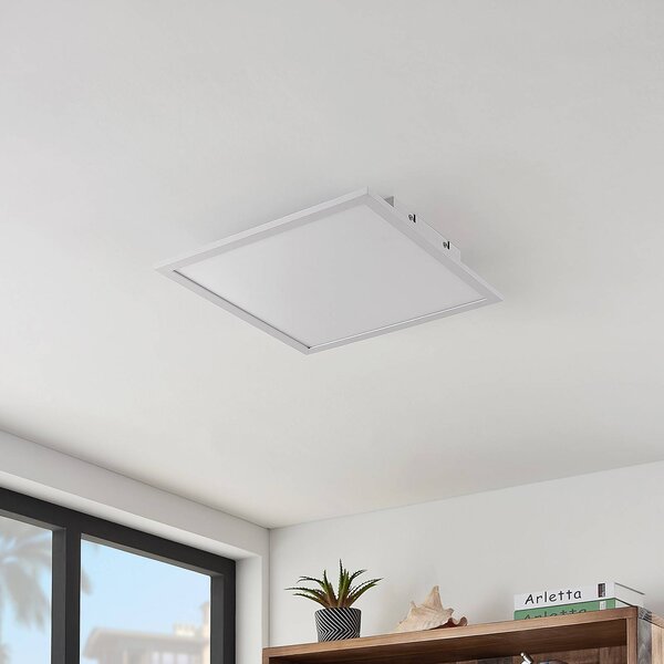 Lindby LED panel Quais, 40 x cm, fehér, alumínium, 4,000K, Fehér / opál, Konyha, Alumínium, Modern