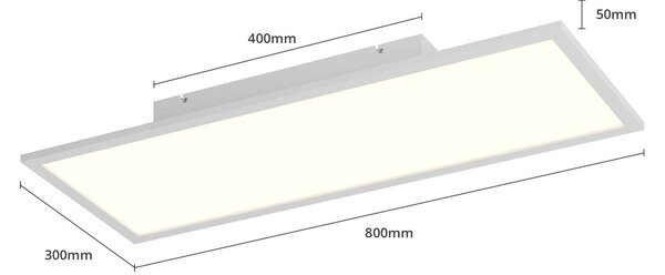 Lindby Luay LED panel, 80 x 30 cm, fehér, 3000-6000K, dimmelhető, Fehér / opál, Konyha, Műanyag, Modern