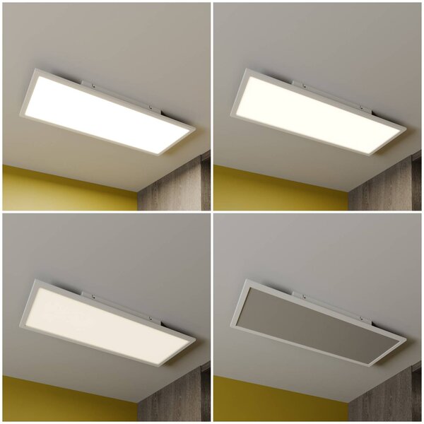 Lindby Luay LED panel, 80 x 30 cm, fehér, 3000-6000K, dimmelhető, Fehér / opál, Konyha, Műanyag, Modern