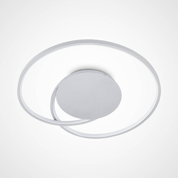 Lucande LED mennyezeti lámpa Enesa, 63 cm, CCT, távirányítóval, dimmelhető, dimmelhető, Alu / szürke / cink, Hálószoba, fém, Modern