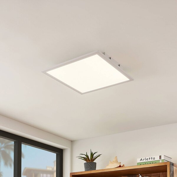 Lindby LED panel Quais, 40 x cm, fehér, alumínium, 4,000K, Fehér / opál, Konyha, Alumínium, Modern