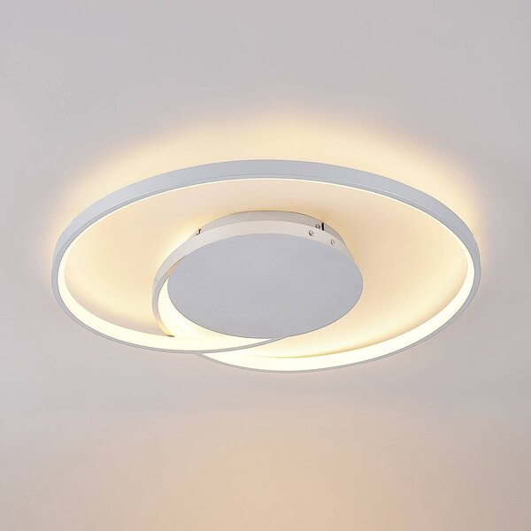 Lucande LED mennyezeti lámpa Enesa, 63 cm, CCT, távirányítóval, dimmelhető, dimmelhető, Alu / szürke / cink, Hálószoba, fém, Modern