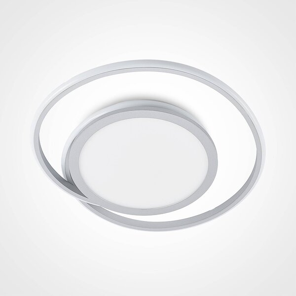 Lucande LED mennyezeti lámpa Noud, 49 cm, ezüst, alumínium,, dimmelhető, Króm / ezüst, Hálószoba, fém, Modern