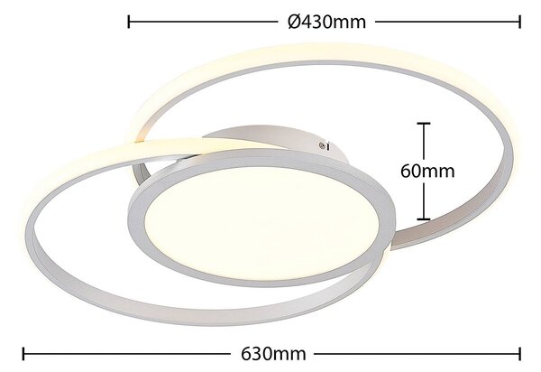 Lucande LED mennyezeti lámpa Senne, 63 cm, ezüst, alumínium, dimmelhető, Alu / szürke / cink, Konyha, fém, Modern