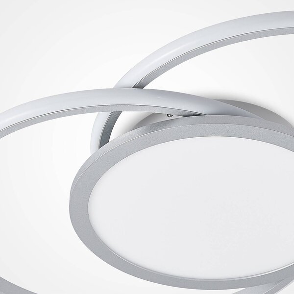 Lucande LED mennyezeti lámpa Senne, 63 cm, ezüst, alumínium, dimmelhető, Alu / szürke / cink, Konyha, fém, Modern