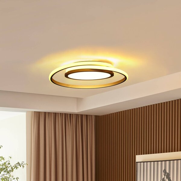 Lucande LED mennyezeti lámpa Noud, 49 cm, ezüst, alumínium,, dimmelhető, Króm / ezüst, Hálószoba, fém, Modern