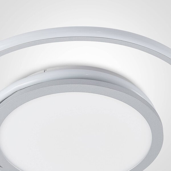 Lucande LED mennyezeti lámpa Noud, 49 cm, ezüst, alumínium,, dimmelhető, Króm / ezüst, Hálószoba, fém, Modern