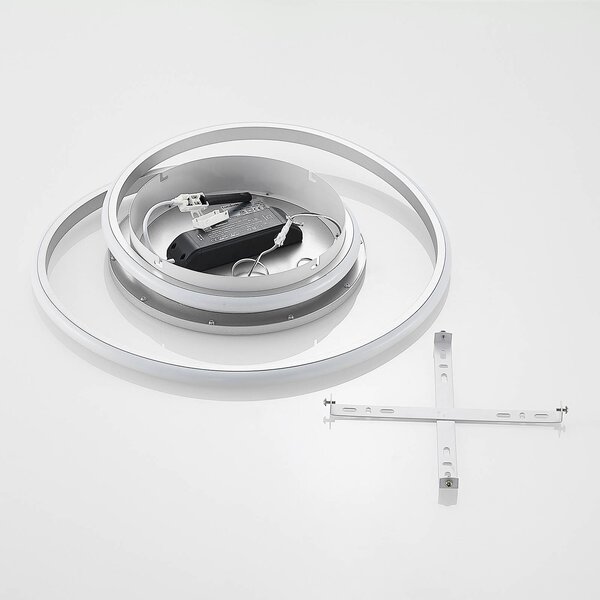Lucande LED mennyezeti lámpa Noud, 49 cm, ezüst, alumínium,, dimmelhető, Króm / ezüst, Hálószoba, fém, Modern