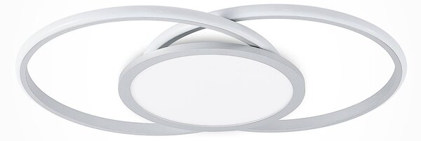 Lucande LED mennyezeti lámpa Senne, 63 cm, ezüst, alumínium, dimmelhető, Alu / szürke / cink, Konyha, fém, Modern