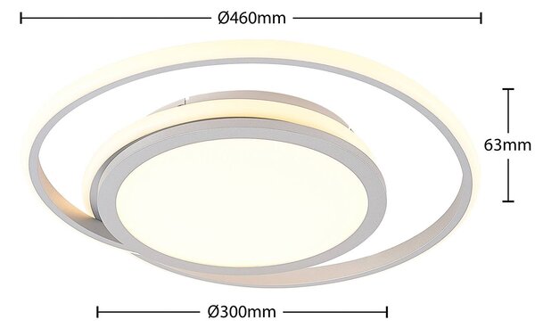 Lucande LED mennyezeti lámpa Noud, 49 cm, ezüst, alumínium,, dimmelhető, Króm / ezüst, Hálószoba, fém, Modern