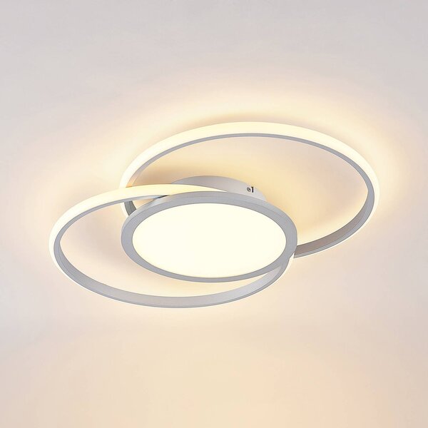 Lucande LED mennyezeti lámpa Senne, 63 cm, ezüst, alumínium, dimmelhető, Alu / szürke / cink, Konyha, fém, Modern
