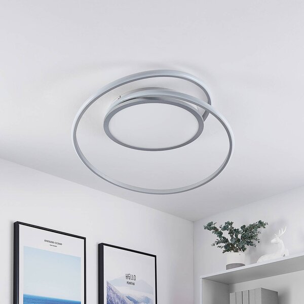 Lucande LED mennyezeti lámpa Noud, 65 cm, ezüst, fém, CCT, dimmelhető, Alu / szürke / cink, Hálószoba, fém, Modern