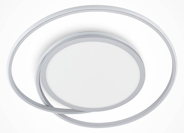 Lucande LED mennyezeti lámpa Noud, 65 cm, ezüst, fém, CCT, dimmelhető, Alu / szürke / cink, Hálószoba, fém, Modern