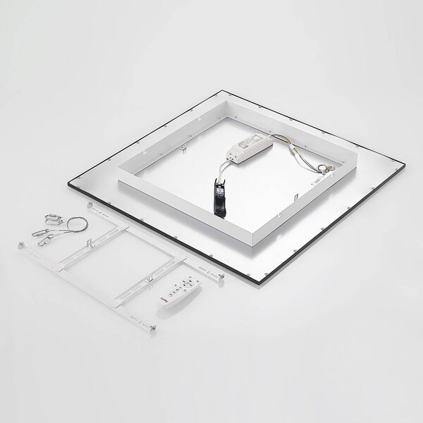 Lindby LED panel Nelios, 62 x cm, CCT, fekete, fém, dimmelhető, Fekete, Konyha, Alumínium, Modern