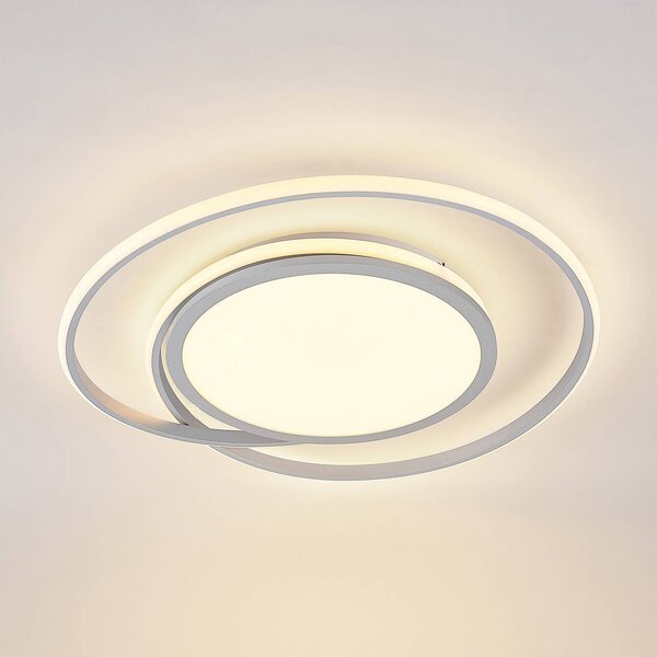 Lucande LED mennyezeti lámpa Noud, 65 cm, ezüst, fém, CCT, dimmelhető, Alu / szürke / cink, Hálószoba, fém, Modern