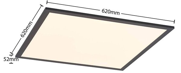 Lindby LED panel Nelios, 62 x cm, CCT, fekete, fém, dimmelhető, Fekete, Konyha, Alumínium, Modern
