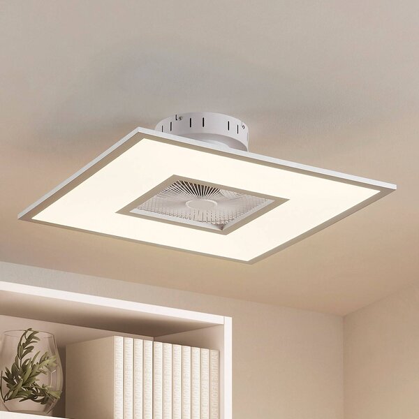 Lindby LED mennyezeti ventilátor Romea, szögletes, DC, csendes, 60 cm, dimmelhető, Alu / szürke / cink, Nappali / Étkező, Műanyag, Modern