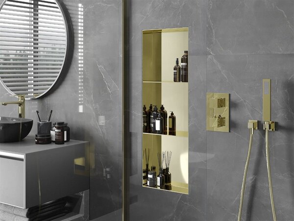 Mexen X-Wall-NR falba építhetö polc falfülke burkolható keret polcal 90 x 30 cm, arany - 1951903010S Falfülke