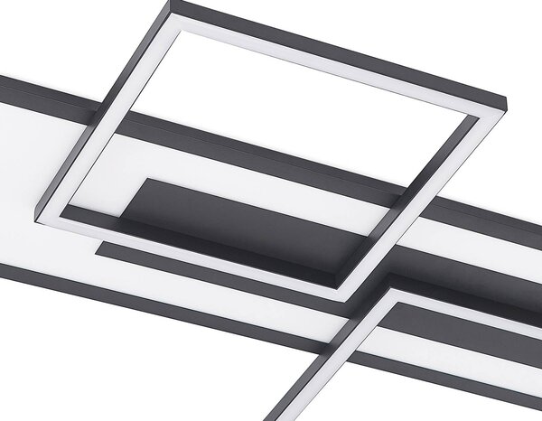 Lucande LED-es mennyezeti lámpa Narumi, CCT, 110cm, fekete, alumínium, dimmelhető, Fekete, Nappali / Étkező, fém, Modern
