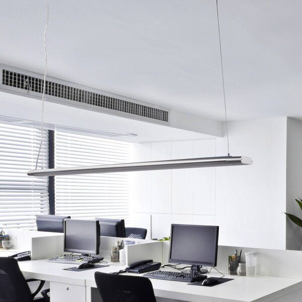 Arcchio Vinca LED-es függőlámpa, 120 cm, 3.450 lm, 4.000 K, Alu / szürke / cink, Dolgozószoba / Iroda, Műanyag, Modern