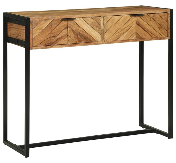Konzolasztal fiókkal Barna 90 x 35 x 75 cm Tömör Akácfa
