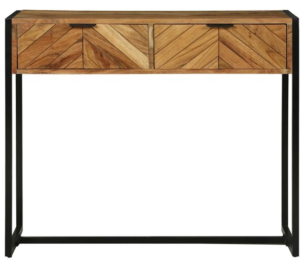 Konzolasztal fiókkal Barna 90 x 35 x 75 cm Tömör Akácfa
