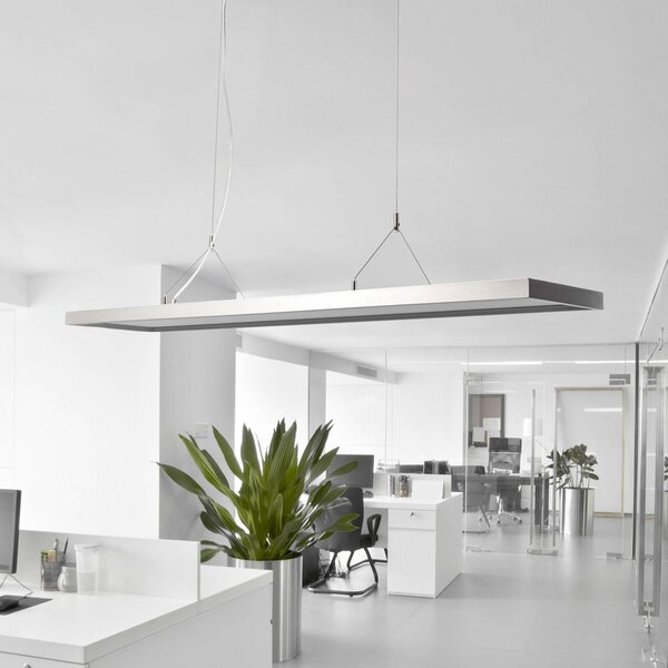 Arcchio LED-es függőlámpa Dorean, ezüst, fém, 120cm, dimmelhető, Alu / szürke / cink, Dolgozószoba / Iroda, fém, Modern
