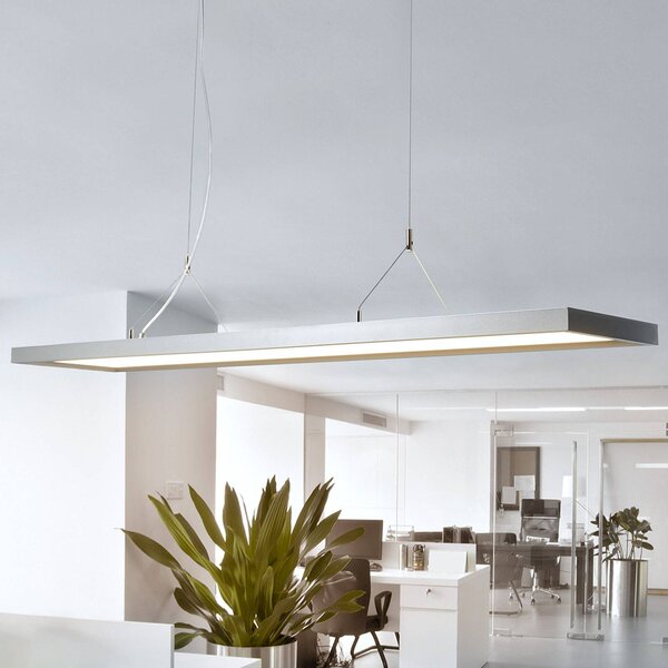Arcchio LED-es függőlámpa Dorean, ezüst, fém, 120cm, dimmelhető, Alu / szürke / cink, Dolgozószoba / Iroda, fém, Modern