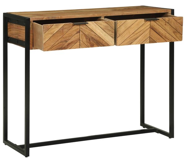 Konzolasztal fiókkal Barna 90 x 35 x 75 cm Tömör Akácfa