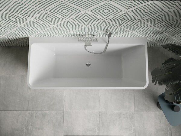 Luxury Volta szabadon álló fürdökád akril falhoz tolható 170 x 75 cm, fehér/fekete, leeresztö króm - 51131707575 Térben álló kád